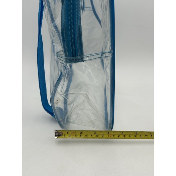 Vintage 90s Y2K Lisa Frank Logo Clear Backpack See-Thru Vinyl Blue Straps 15\